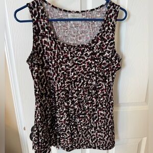 Van Heusen Women's Black and Red Abstract Tank Top size M